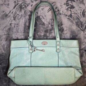 Fossil Hunter Mint Green Leather Shoulder Bag